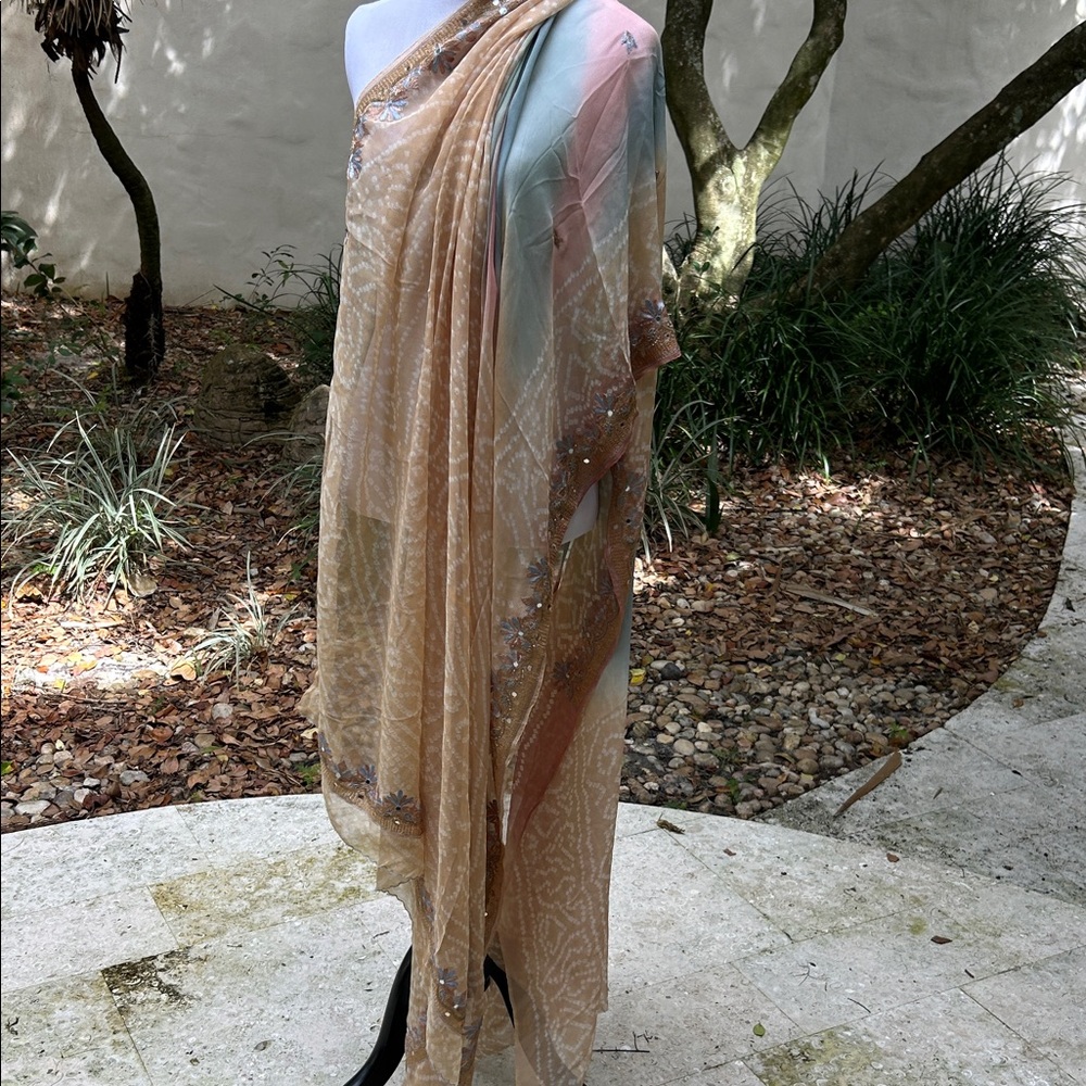 Embellished Beige & Pastel Ombre Sarong/Dupatta?